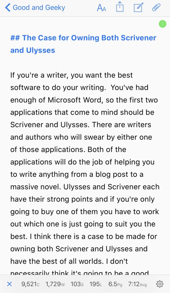 storyist vs scrivener vs ulysses